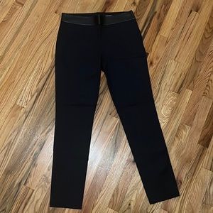club monaco leather waist trim pleated navy work pant